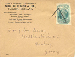 GB 1876 QV 1/2 D Green Superb Postal Stationery Wrapper CUT OUT On Superb Cover - Postwaardestukken