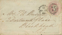 GB VERY EARLY USAGE OF POSTAL STATIONERY CUT OUT 18.5.1860 QV 1 D Pink LONDON EC - Postwaardestukken