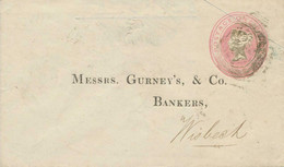GB 1852 VF QV 1d Pink Postal Stationerey Env Size B EXTREMELY RARE EARLY PTO - Postwaardestukken