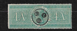 Inde UK Empire   Fiscal Victoria 4 Annas Vert  Oblitéré Le 10/01/1885  B/TB  Voir Scans  - 1882-1901 Keizerrijk