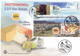 ESPAÑA 2021 ** ED. 5465A/5465B  SOBRE 1º DIA. GASTRONOMIA DOP Illes Balears. OLIVA DE MALLORCA Y QUESO DE MAHON. - Neufs