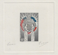 1949 FRANCE - TROIS COULEURS EPREUVE D'ARTISTE - NON EMIS -  L'AMITIÉ FRANCO-AMÉRICAINE SIGNE E.VARES - RARE - Artist Proofs