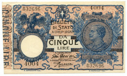 5 LIRE BIGLIETTO DI STATO VITTORIO EMANUELE III FLOREALE 14/10/1917 SUP+ - Sonstige