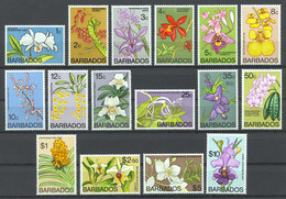 Barbados, 1974, Orchids, Flowers, MNH, Michel 365-380X - Barbados (1966-...)
