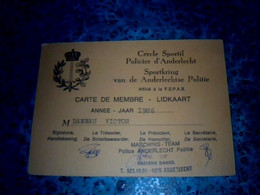 Belgique Vieux Papier Carte Membre Cercle Sportif  Policer D'Anderlecht 1986 - Tessere Associative