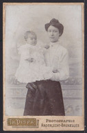 PHOTO CDV- DAME ELEGANTE AVEC BELLE ROBE ET BEBE - BABY  - MODE  - PHOTO DISPA BRUXELLES - Old (before 1900)