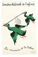 Delcampe - CPA SEMAINE NATIONALE DE L'ENFANCE FABLE DE LA FONTAINE LES CANARDS ET LA TORTUE - Rotes Kreuz