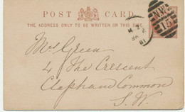 GB 1881 QV 1/2d Brown Very Fine Thick Postcard W. Duplex "LONDON N.W / N.W / 15" - Storia Postale