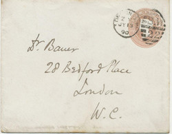 GB 1890 QV 1d Pink Superb Envelope W Barred Duplex-cancel "LONDON-S.W / S.W / 22" (South West District, Dubus Type 9, - Storia Postale