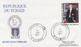 Env Affr TCHAD 328 Obl N'DJAMENA Du 15 JUIN1977 GENERAL DE GAULLE - Tschad (1960-...)