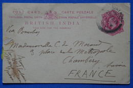 C INDIA BELLE CARTE 1919 VOYAGEE MADRAS A CHAMBERY FRANCE + AFFRANCHISSEMENT INTERESSANT - 1911-35 Koning George V