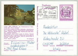 Oesterreich / Austria 1985, Bildpostkarte Bad Vöslau - Zürich (Schweiz), Almsee, Wein / Vin / Wine - Bäderwesen