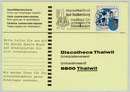 Oesterreich / Austria 1987, Antwortkarte Bad Radkersburg - Thalwil (CH), Heilbad, Nieren / Kidneys, Urologie / Urology - Bäderwesen