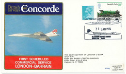 GB 1976 BA 300 First Commercial Flight British Airways Concorde LONDON - BAHRAIN - Storia Postale