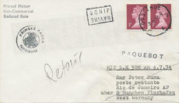 GB 1974 Combined Ship Mail / First Flight Cover W. Princess Paola Pakketboten - Brieven En Documenten
