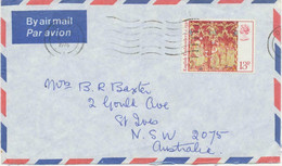 GB 1976 Christmas 13 P Single Postage On Air Mail Cover DERBY - AUSTRALIA - Brieven En Documenten