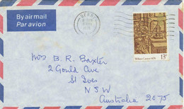 GB 1976 William Caxton 13 P As Single Postage On Air Mail Cover To AUSTRALIA - Brieven En Documenten