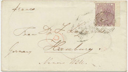 GB 1860 QV 6d Lilac No Corner Letters With Wing Margin At Right And Wmk-VARIETY - Plaatfouten En Curiosa