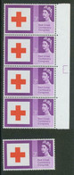 GB 1963 Red Cross 3d Strip Of Four – All With MINOR VARIETY: Small Violet Dot Under Cross And At Top Of Each Stamp - Variétés, Erreurs & Curiosités