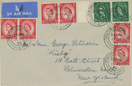 GB 1952 Mixed Postage QEII 1 ½d (2x) + 2 ½d (6x) PENZANCE.CORNWALL / 1 To NZ, R! - Storia Postale