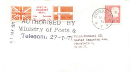 GB STRIKE POST 1971 SPECIAL COURIER MAIL 2 Sh +1 Sh Strike Post Mail SCANDINAVIA - Storia Postale