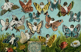 Enfants Sur Des Papillons * CPA Illustrateur Photo Montage Surréalisme * Butterfly Papillon - Butterflies