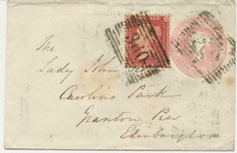 GB „360“ Scottish Numeral (LAUDER) Superb QV 1d Pink Postal Stationery Env + 1d - Brieven En Documenten