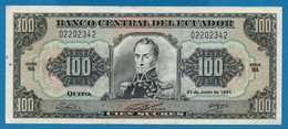 ECUADOR  100 Sucres 21.06.1991 # WA 02202342 P# 123Aa  Simón Bolívar - Ecuador