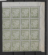 France Taxe N°31 - Variété Pli Accordéon Sur La Gomme Par Pliage - Bloc De 16 Ex. - Neuf ** Sans Charnière - TB - 1859-1959 Mint/hinged