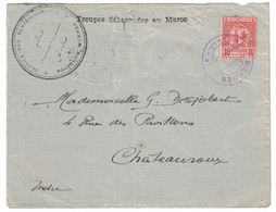 MAROC - TIMBRE POSTES CHERIFIENNES N°4 Sur LETTRE 1913 CACHET SERVICE DES RENSEIGNEMENTS POSTES MEKNES Pour LA FRANCE - Locals & Carriers