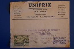 O10 MADAGASCAR BELLE LETTRE  PRIVEE 1957  INDUSTRIE FRANCAISE VETEMENT POUR PARIS+ AFFRANCH. PLAISANT - Lettres & Documents