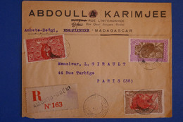 O10 MADAGASCAR BELLE LETTRE RECOM.1937 PETIT BUREAU AMBATO BOENI POUR PARIS+ AFFRANCH.INTERESSANT - Briefe U. Dokumente