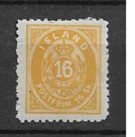 1873 MH Iceland  Mi 5B Perf 12 1/2 (line Perf) - Nuovi