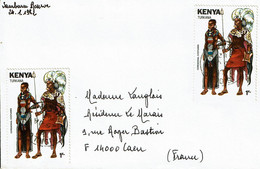 1982 - Kenya - Lettre Pour La France - Tp Costumes De Cérémonie (Ceremonial Costumes) N° 208 - Kenya (1963-...)