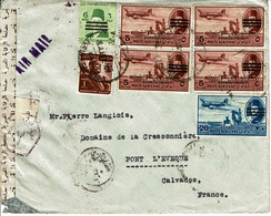 1953- Lettre Du Caire Pour La France - Bande De Censure Et Contrôle - Poste Aérienne - Tp N° 59 + 63 + 329 + 311 - Brieven En Documenten