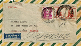Lettre Du Brésil Pour La France - Recommandée - Par Avion - Tp N° 584B + 767 - Verso "PARIS XVII DISTRIBUTION" - Cartas & Documentos