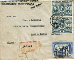 1952 - De Lima Pour La France - PAR AVION - SERVICIO AERO NOR-ATLANTICO - Voir Verso (see The Reverse Side) Tp N°102 +99 - Pérou