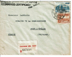 1952 - De Lima Pour La France - RECOMMANDEE - SERVICIO AERO NOR-ATLANTICO - Voir Verso (see The Reverse Side) - Peru