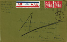 1975 - Etats Unis - Lettre Pour La France - Par Avion - 2 Tp Poste Aérienne Roulette N° 80a - Marcophilie