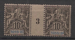 Nossi-Bé - 1894 - N°Yv. 31 - Type Groupe 10c - Paire Millésimée - Variété NOSSI-BF - Neuf Luxe ** / MNH / Postfrisch - Nuevos