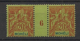 Mohéli - 1906 - N°Yv. 6 - Type Groupe 20c Brique - Paire Millésimée - Neuf Luxe ** / MNH / Postfrisch - Nuovi