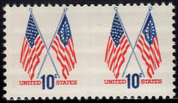 1973 10c Flags Pair Imperf Between. Scott No 1509a. MNH. - Abarten & Kuriositäten