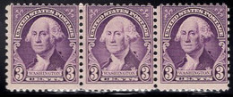 1932 3c Washington, Scott No 720. Strip Of 3 With Center Stamp Recut (eyes & Face). - Errors, Freaks & Oddities (EFOs)