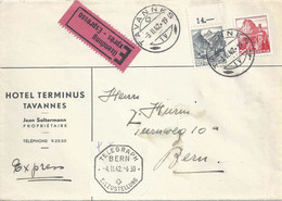 Express Brief  "Hotel Terminus, Tavannes" - Bern        1942 - Storia Postale