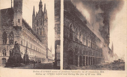 Halles D'YPRES Avant Et Pendant L'incendie Du 22 Novembre 1914. - Ieper