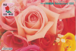 Carte Prépayée JAPON - FLEUR - ROSE Sur TIMBRE Série 08/16 - FLOWER On STAMP JAPAN Rainbow Card - 182 - Sellos & Monedas