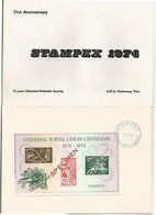 GREAT BRITAIN 1974 UPU Horses SPECIMEN Sheetlet CDS Fldr. - Fictifs & Spécimens