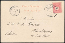 1899 5kr Levelezőlapon / On Postcard "DJAKOVO" - "HONG-KONG" (Kína) - Andere & Zonder Classificatie