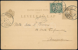 1896 2kr Díjjegyes Millenniumi Képes Levelezőlap Hollandiában Felhasználva 2 1/2 Cent Bérmentesítéssel "AMSTERDAM" Ritka - Autres & Non Classés