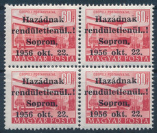 ** 1956 Soproni Felülnyomás 60f Négyestömb MF Vizsgálójellel, Leitold Igazolással - Other & Unclassified